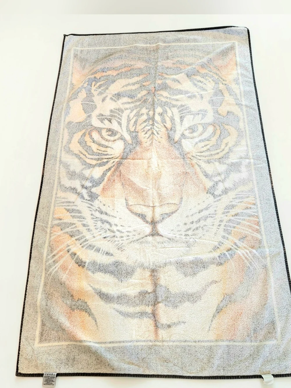Vintage 90s Hilasal Bengal Tiger Beach Towel 61x36 Inch Cotton Pool  Brown